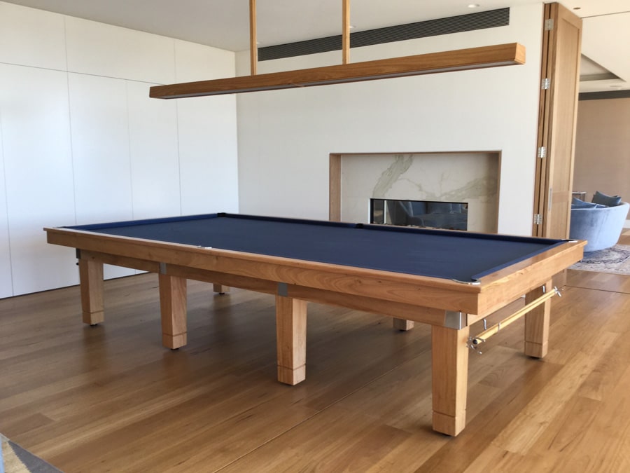 The nova snooker table in blackbutt fitting in perfectly in a Sydney home.