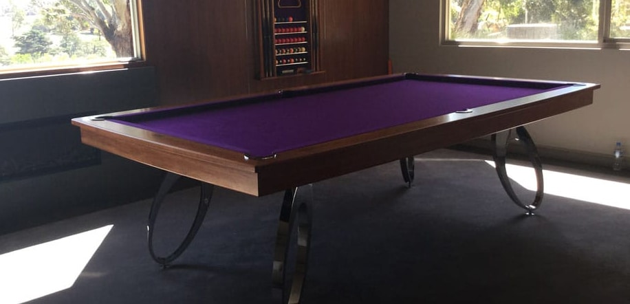 A purple pool table delivered to an Australian home