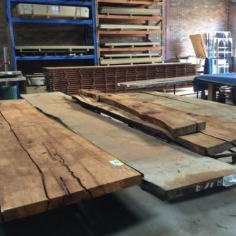 Hard wood timbers ready for display in the Quedos factory.