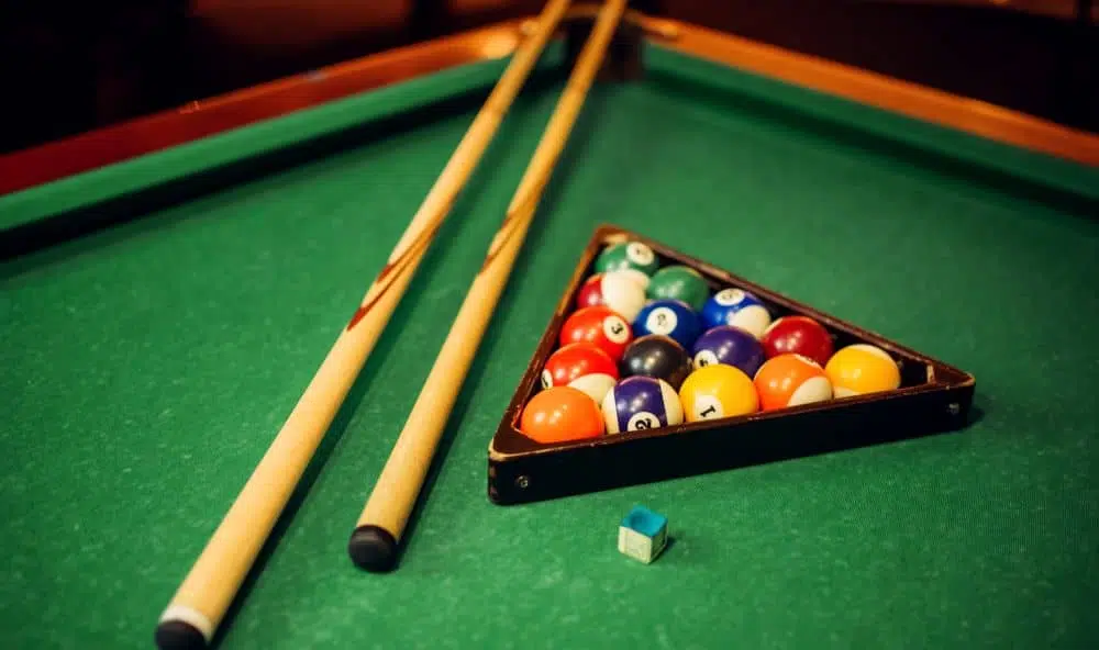 pool cues and pool balls